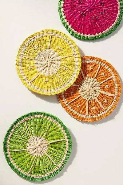 Anthropologie Klatso Handwoven Fruit Coasters, Set Of 4 In Multicolor