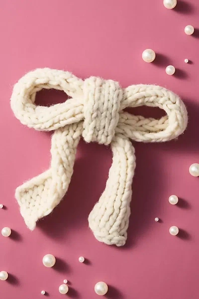 Anthropologie Knit Bow Ornament In Neutral