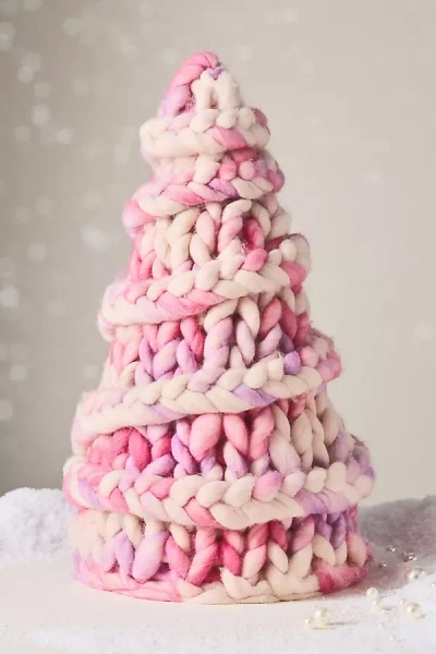 Anthropologie Knit Tabletop Tree In Pink