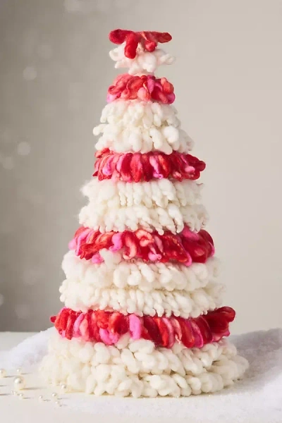 Anthropologie Knit Tabletop Tree In Red