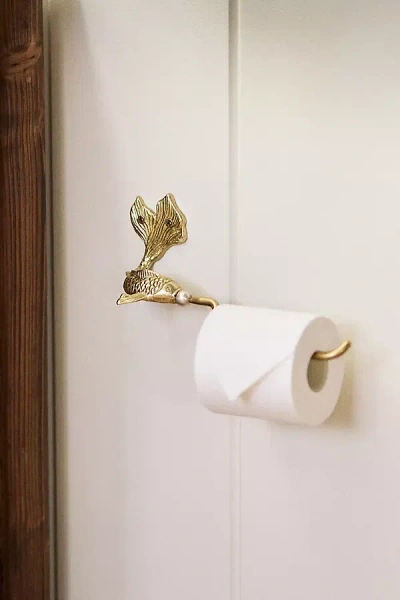 Anthropologie Koi Fish Mixed Metal Toilet Paper Holder In Multi