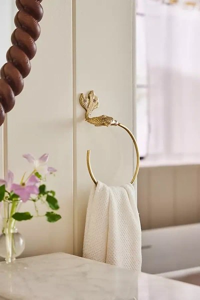 Anthropologie Koi Fish Mixed Metal Towel Ring In Multi