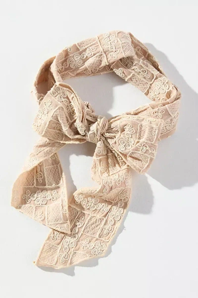 Anthropologie Lace Bow Hair Band/scarf In Pink