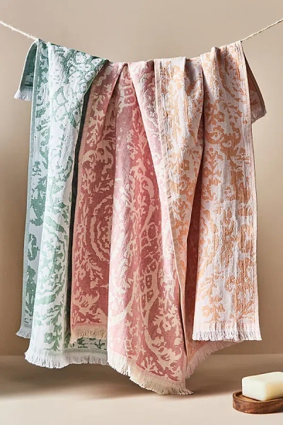 Anthropologie Lady Fringed Jacquard Dish Towels, Set Of 3 In Pink