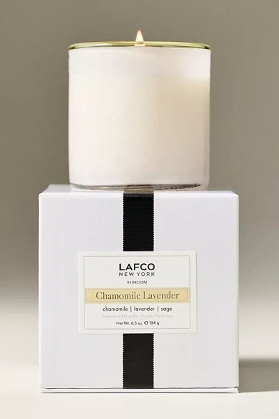 Anthropologie Lafco Woody Feu De Bois Boxed Glass Candle In White