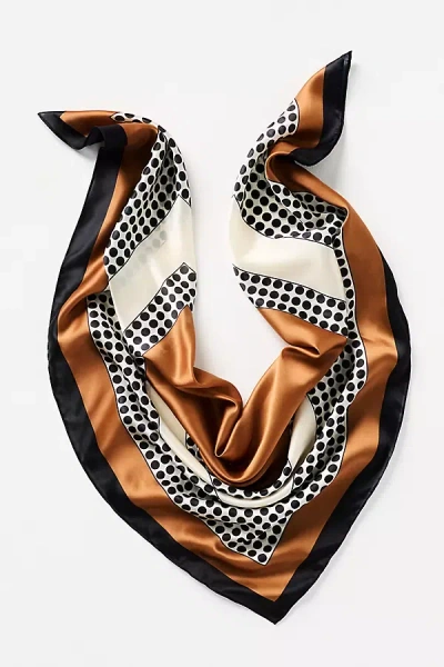 Anthropologie Large Satin Polka Dot Scarf In Black