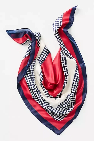 Anthropologie Large Satin Polka Dot Scarf In Blue