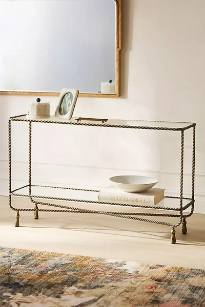 Anthropologie Lark Glass Console In Metallic