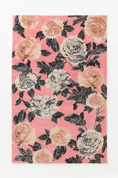Anthropologie Larose Hand-knotted Wool Floral Rug In Multi