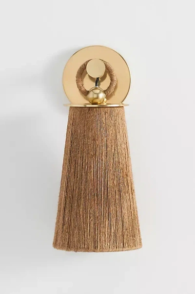 Anthropologie Lauz Woven Jute Wall Sconce In Gold