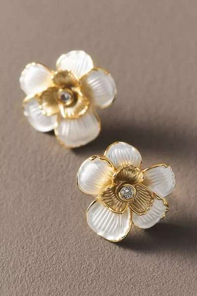 Anthropologie Layered Floral Crystal Earrings In Multi