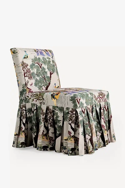Anthropologie Layla Banquette Chair Printed Ruffle Slipcover In Multi