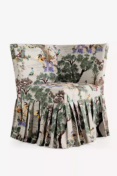 Anthropologie Layla Banquette Corner Chair Printed Ruffle Slipcover In Multi