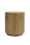 Anthropologie Layne Round Oak Wood 20" End Table In Brown