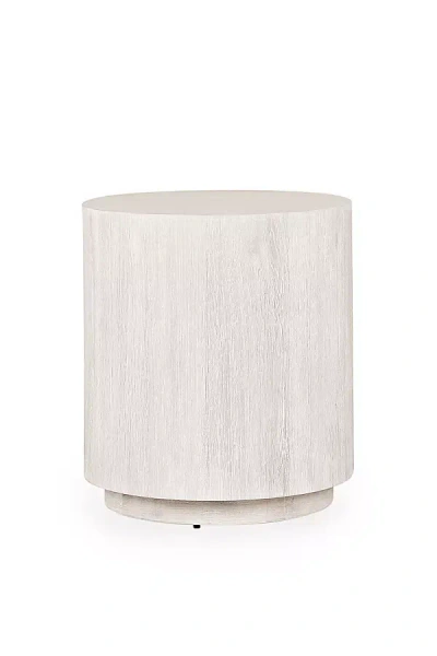 Anthropologie Layne Round Oak Wood 20" End Table In Gray