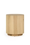 Anthropologie Layne Round Oak Wood 20" End Table In Brown