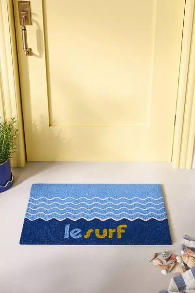 Anthropologie Le Surf Blue Coir Printed Doormat