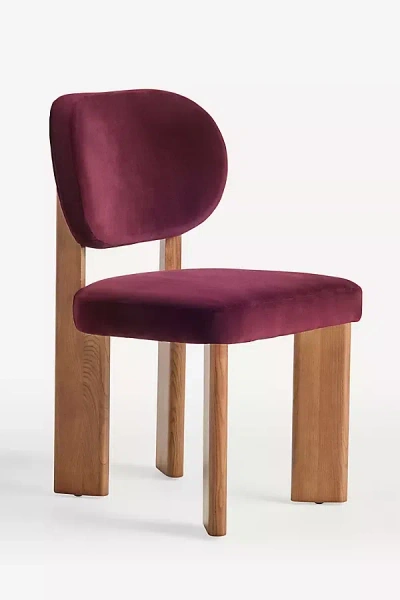 Anthropologie Leah Velvet Dining Chair In Burgundy