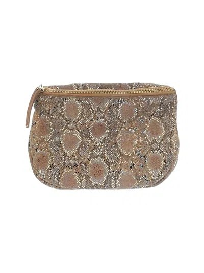 Pre-owned Anthropologie Leather Clutch In Gold