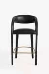 Anthropologie Leather Hagen Counter Stool In Black