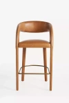 Anthropologie Leather Hagen Counter Stool In Brown