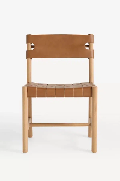 Anthropologie Leather Sling Dining Chair In Brown