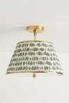 Anthropologie Lee Brass 16" Ruched Printed Semi-flush Mount Light In Neutral