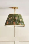 Anthropologie Lee Brass 16" Ruched Printed Semi-flush Mount Pendant Light