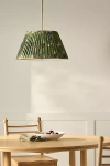 Anthropologie Lee Brass 24" Ruched Printed Semi-flush Mount Pendant Light