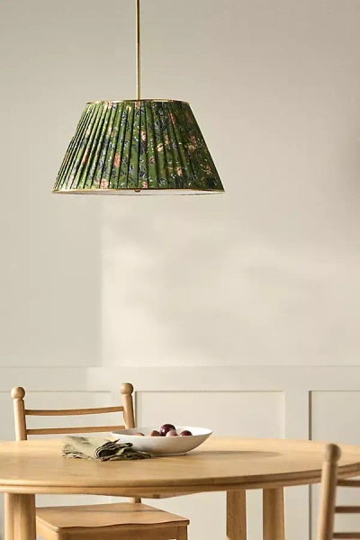 Anthropologie Lee Brass 24" Ruched Printed Semi-flush Mount Pendant Light