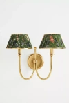 Anthropologie Lee Ruched Articulating Printed Shade Brass Double Sconce In Gold