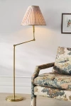 Anthropologie Lee Ruched Articulating Printed Shade Brass Floor Lamp In Gold