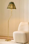Anthropologie Lee Ruched Articulating Printed Shade Brass Floor Lamp In Gold