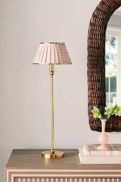 Anthropologie Lee Ruched Printed Shade Brass Table Lamp