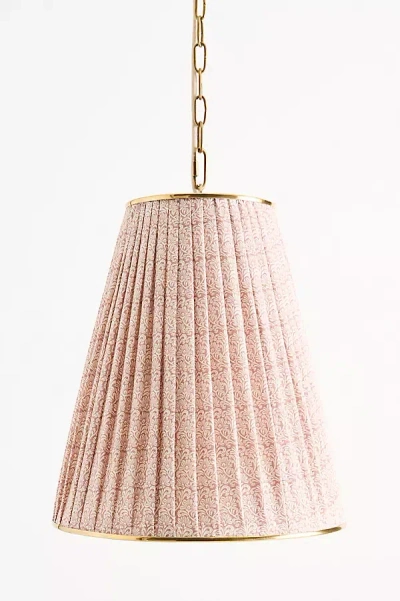 Anthropologie Lee Ruched Printed Shade Brass Tall Pendant