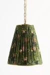 Anthropologie Lee Ruched Printed Shade Brass Tall Pendant