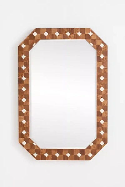 Anthropologie Leigh Burl Wood Inlay Wall Mirror