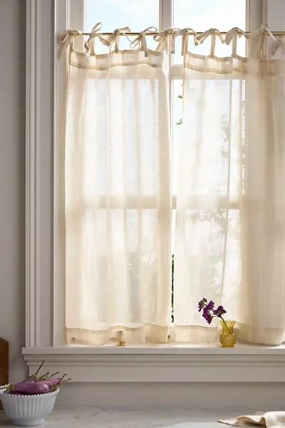 Anthropologie Lena Sheer Woven Cafe Curtains In Neutral