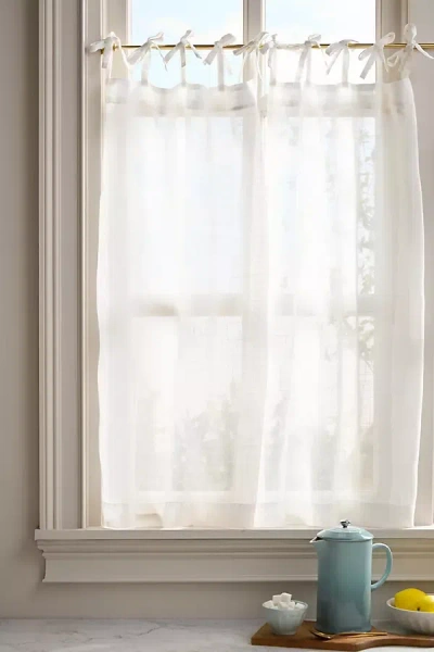 Anthropologie Lena Sheer Woven Cafe Curtains In White