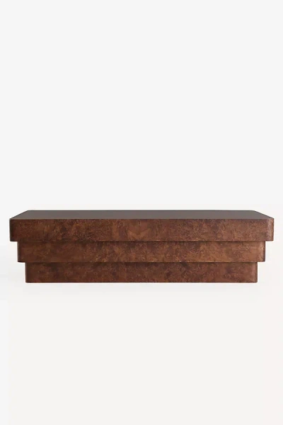 Anthropologie Leonne Burl Wood Coffee Table In Burgundy