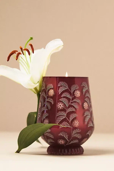 Anthropologie Leora Floral Night Gardenia Glass Candle