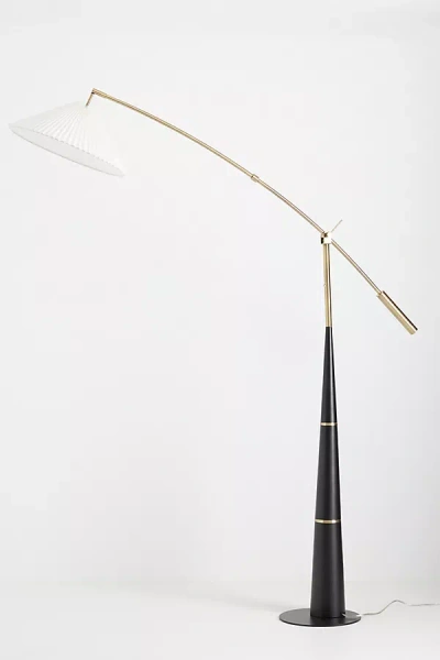 Anthropologie Leroy Pleated Arc Floor Lamp In Black