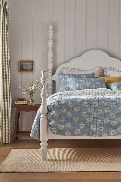 Anthropologie Lilla Cotton Quilt In Blue