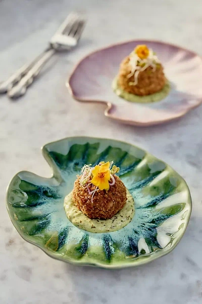 Anthropologie Lilypad Portuguese Stoneware Canape Plate In Multi