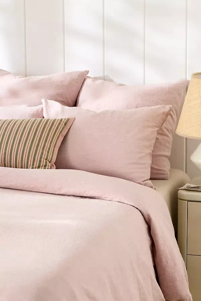 Anthropologie Linen Cotton Yarn Dyed Duvet In Pink