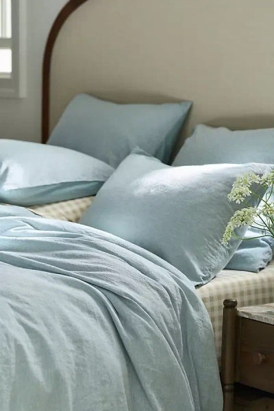 Anthropologie Linen Cotton Yarn Dyed Duvet In Blue