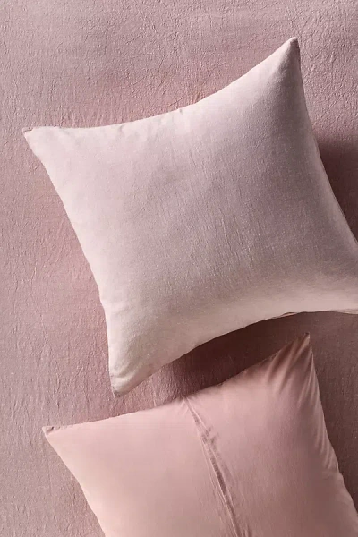 Anthropologie Linen Cotton Yarn Dyed Euro Sham In Pink