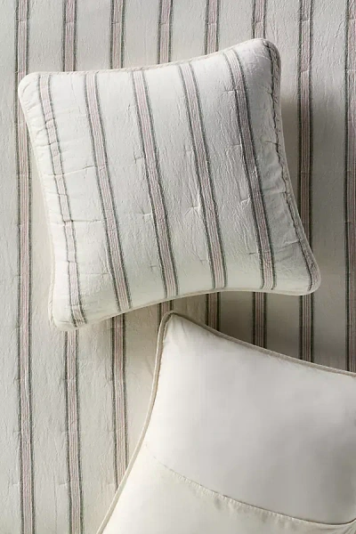 Anthropologie Linen Cotton Yarn Dyed Quilted Euro Sham In Neutral