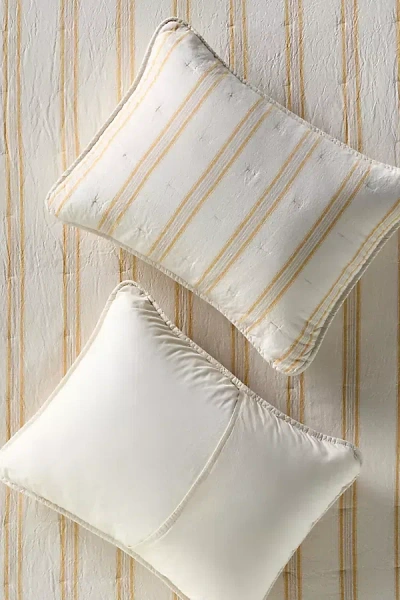Anthropologie Linen Cotton Yarn Dyed Quilted Euro Sham In Neutral