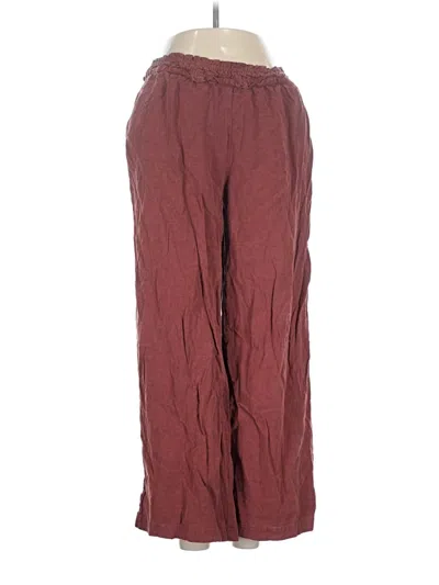 Pre-owned Anthropologie Linen Pants In Burgundy